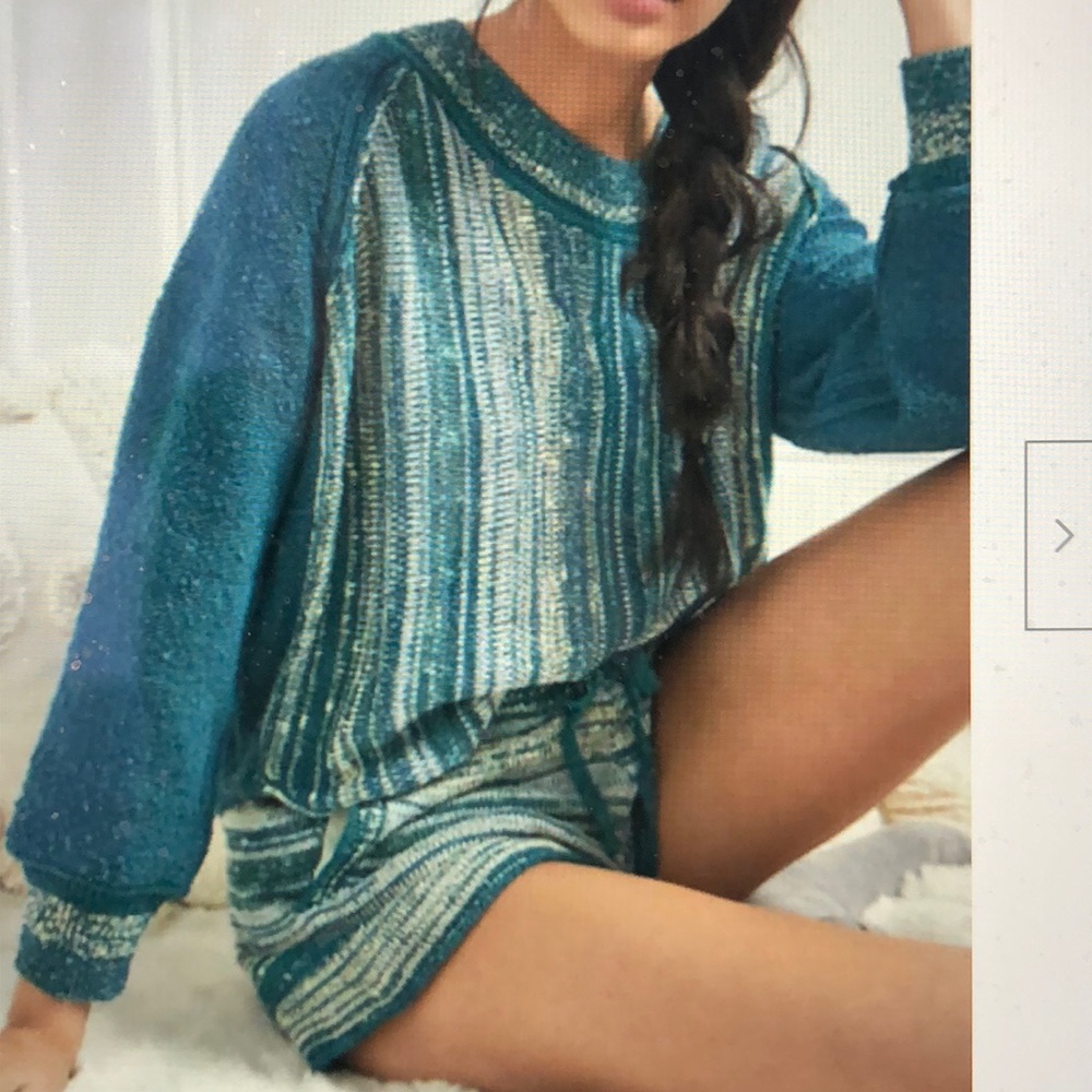 Daily Practice from Anthropologie Knit Sweater Lounge Set in Turquoise. Small